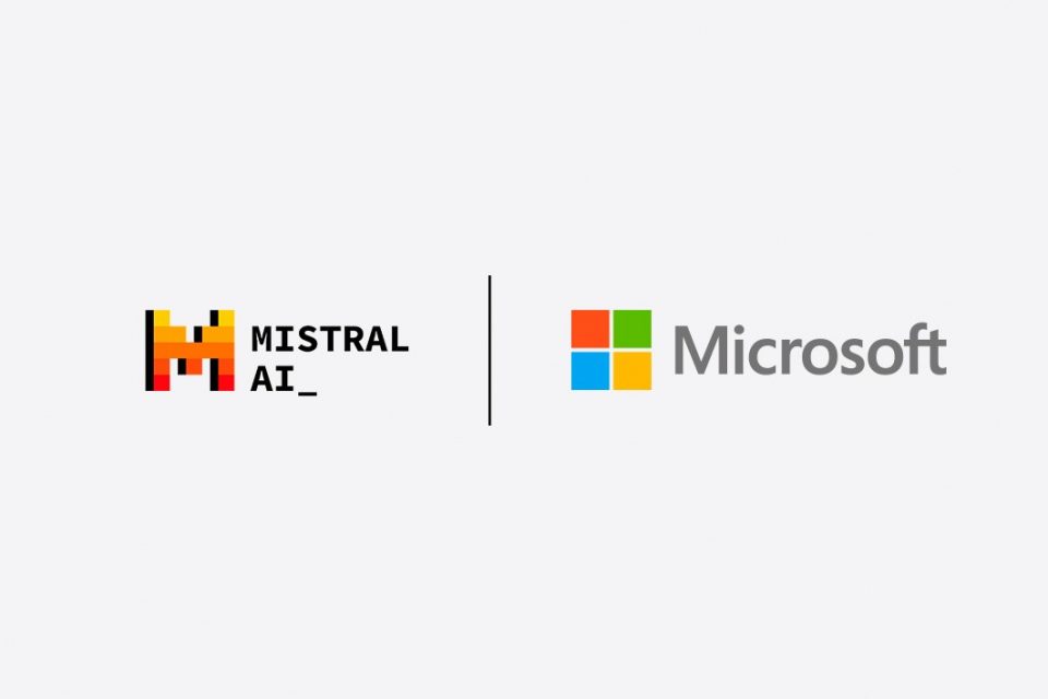 Logos Mistral AI et Microsoft côte à côte